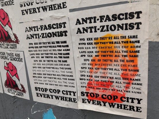 Poster saying anti-fascist anti-zionist stop cop city everywhere